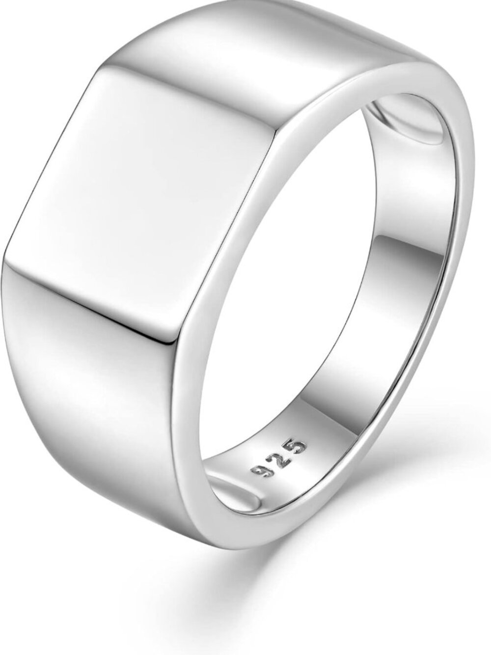Men's 925 Sterling Silver Signet Ring, High Polished, Size 7-12, Stylish Jewelry